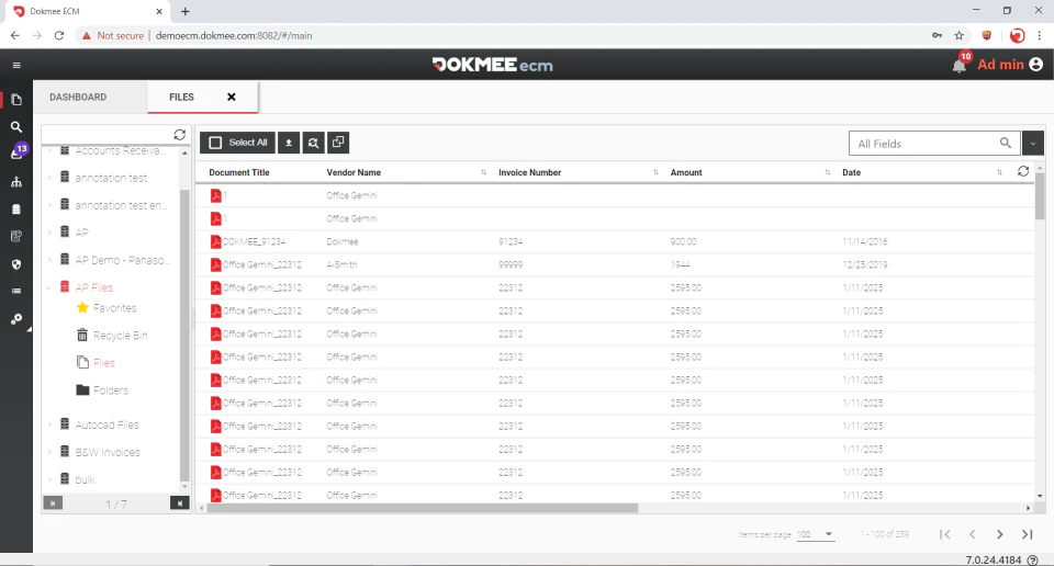 screenshot of Dokmee ECM